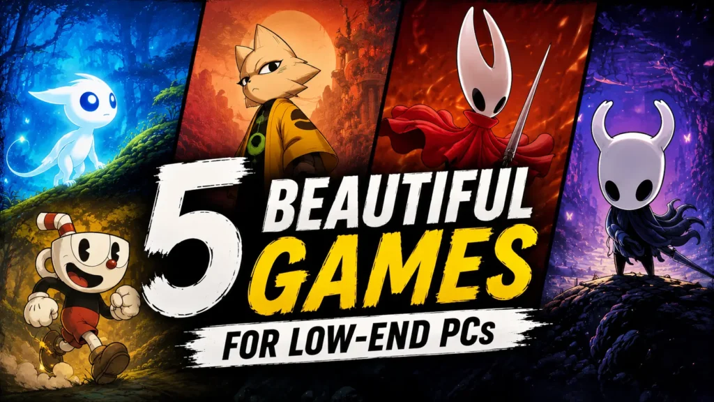 Five beautiful low-end PC games including Hollow Knight, Cuphead, Ori and Nine Sols