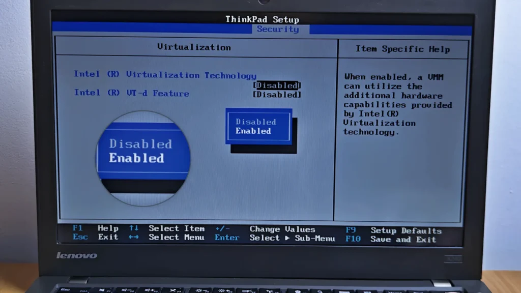 Enabling Intel Virtualization Technology in Lenovo ThinkPad BIOS for Chrome OS Flex Linux support
