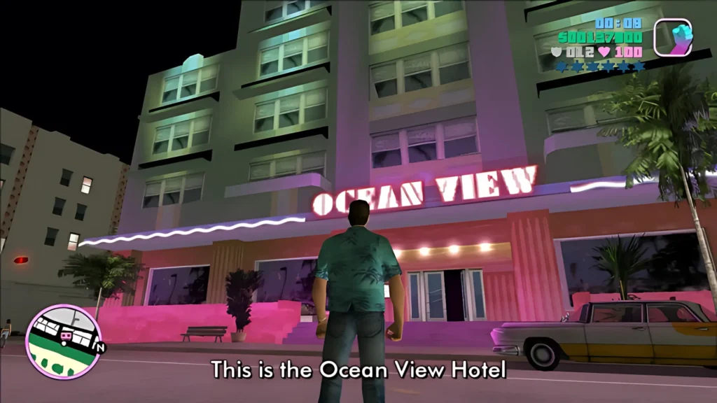 GTA Vice City screenshot upscaled using Upscayl Lite