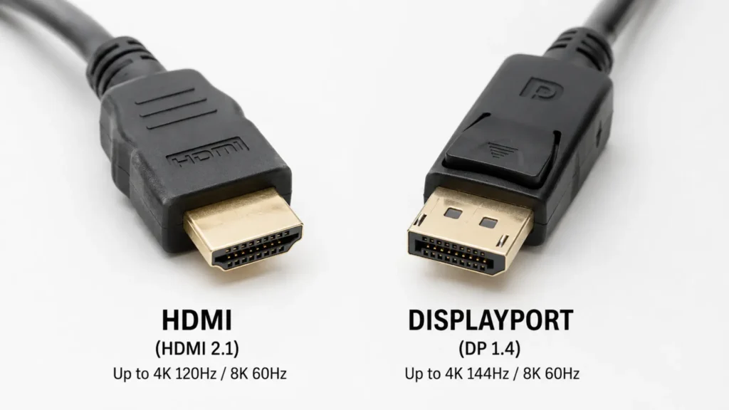 HDMI 2.1 vs DisplayPort 1.4 comparison for refresh rate and 4K gaming