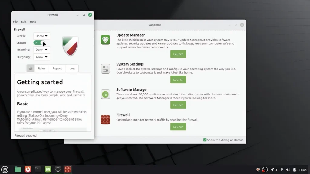 Enabling the firewall in Linux Mint