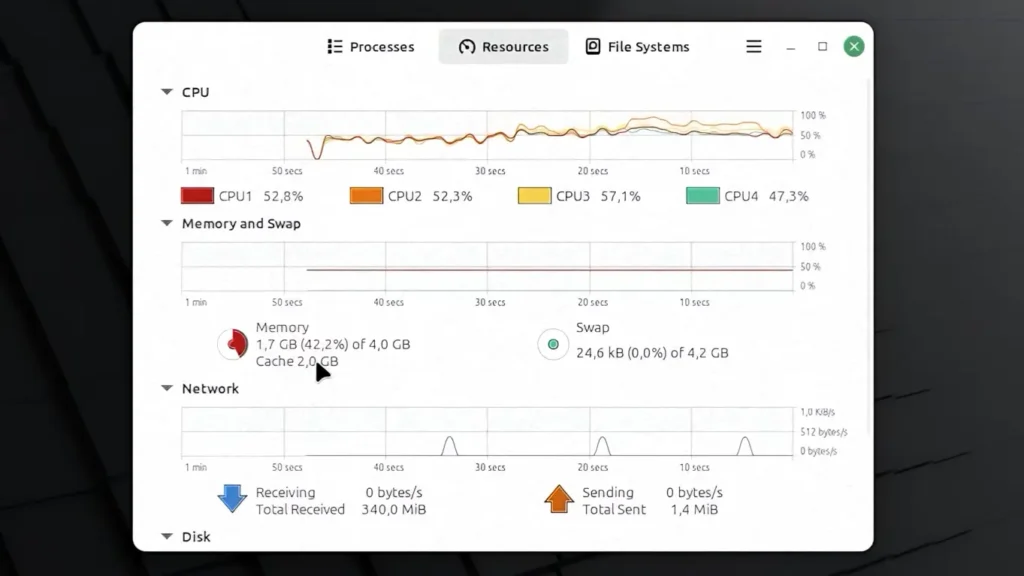 Linux Mint RAM usage on a ThinkPad X240 with 4 GB of memory