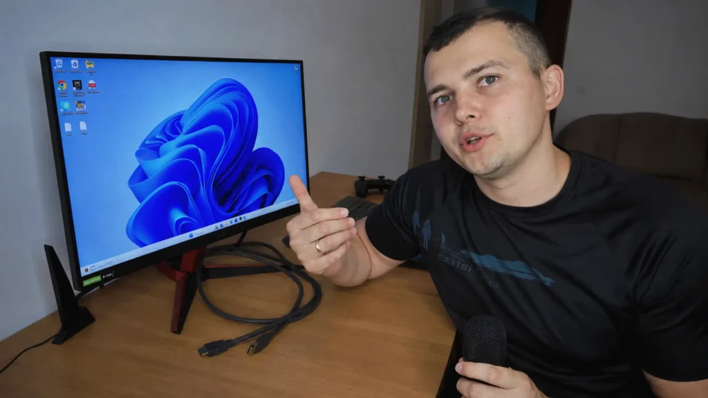 Checking monitor settings and cables on a Windows 11 gaming monitor