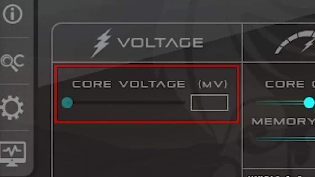 MSI Afterburner core voltage slider for GPU overclocking