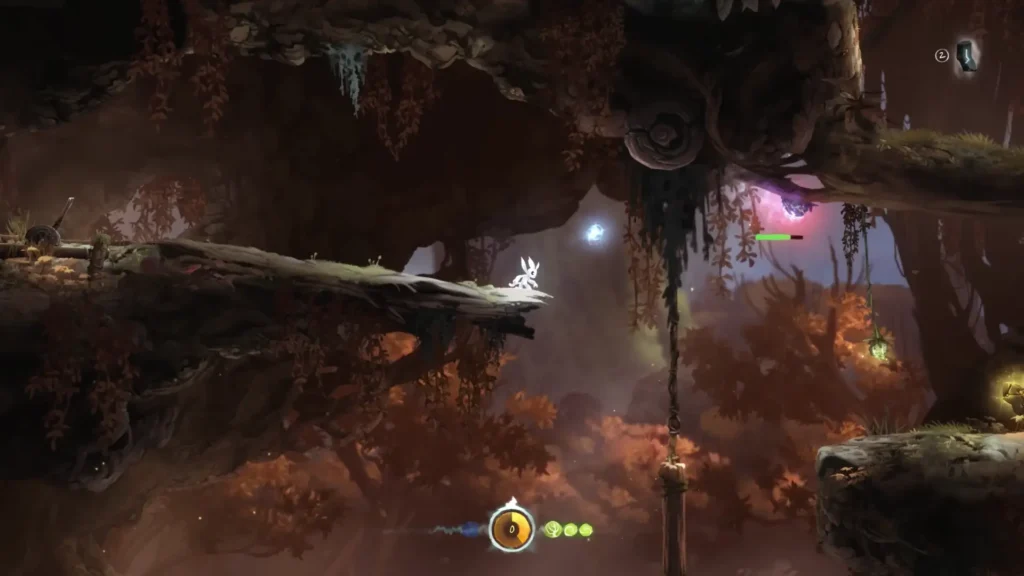 Ori exploring a beautiful forest environment in Ori and the Blind Forest