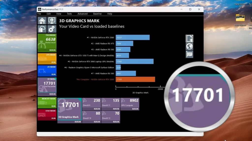 RTX 3060 benchmark score before GPU overclocking