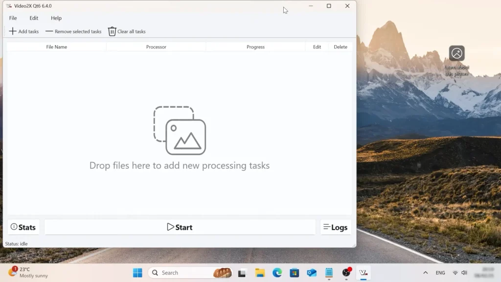 Video2X Qt6 main interface on Windows 11