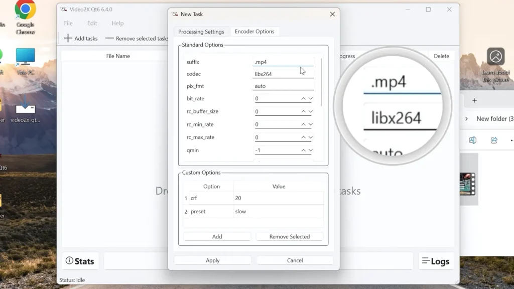 Changing Video2X output format to MP4