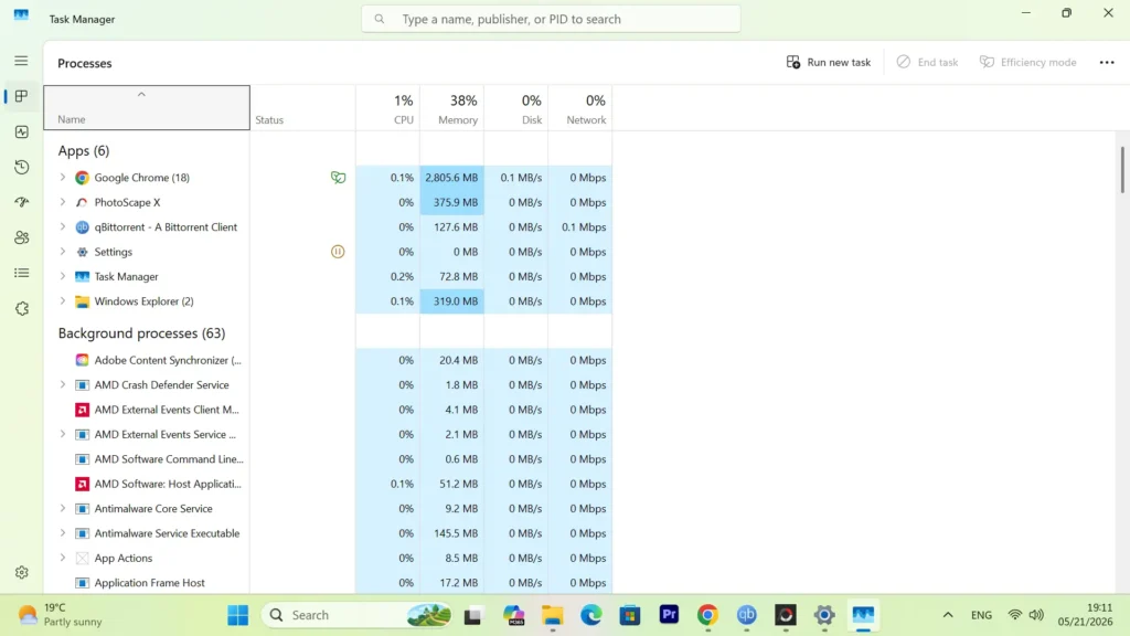 Windows 11 Task Manager showing background processes