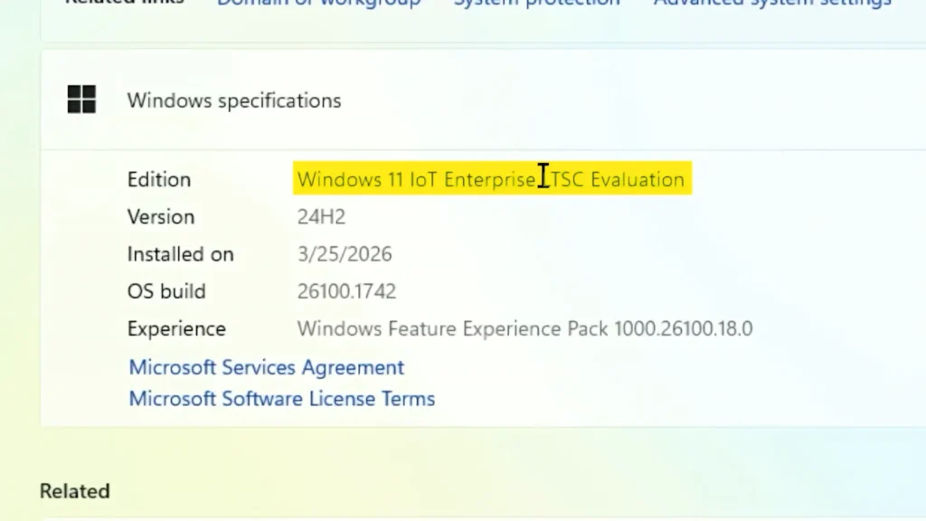 Windows 11 IoT Enterprise LTSC system information