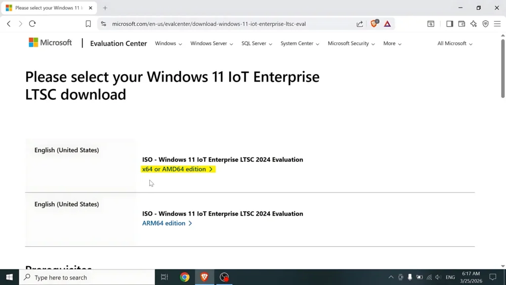 Official Windows 11 IoT Enterprise LTSC download page