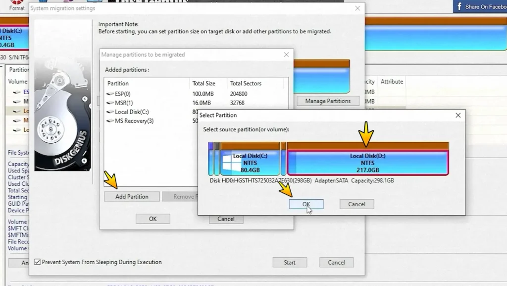 Adding a secondary partition during SSD migration