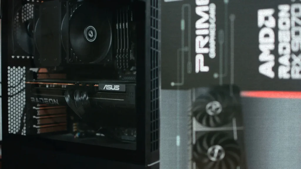 AMD Radeon RX 9070 XT graphics card used for AI video upscaling tests