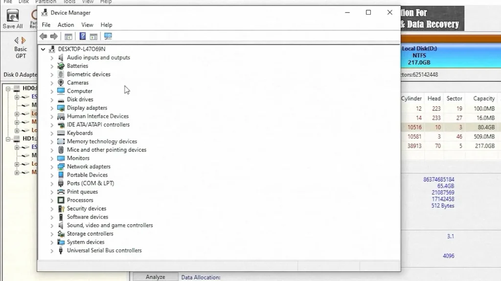 Windows Device Manager showing installed drivers after SSD migration