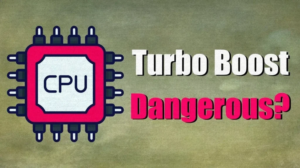 Illustration showing a CPU chip with Turbo Boost technology on a laptop processor