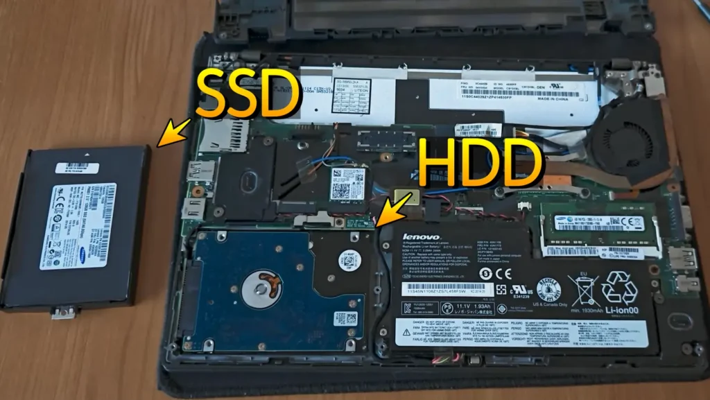 Replacing an HDD with an SSD inside a Lenovo laptop