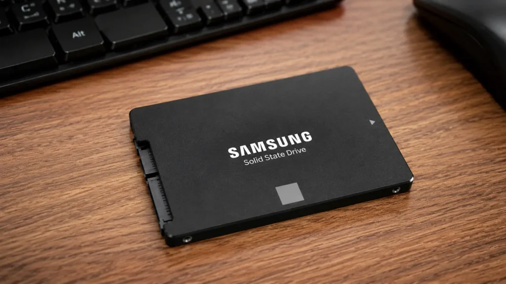 SATA SSD used as the primary drive in a budget PC upgrade