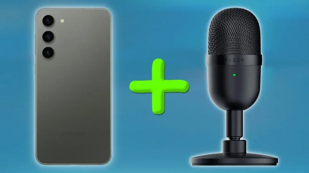USB microphone connected to a smartphone for mobile video recording