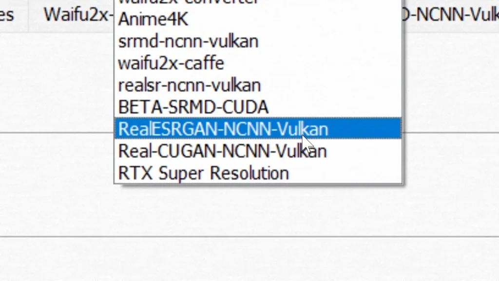 Selecting RealESRGAN engine in Waifu2x Extension GUI