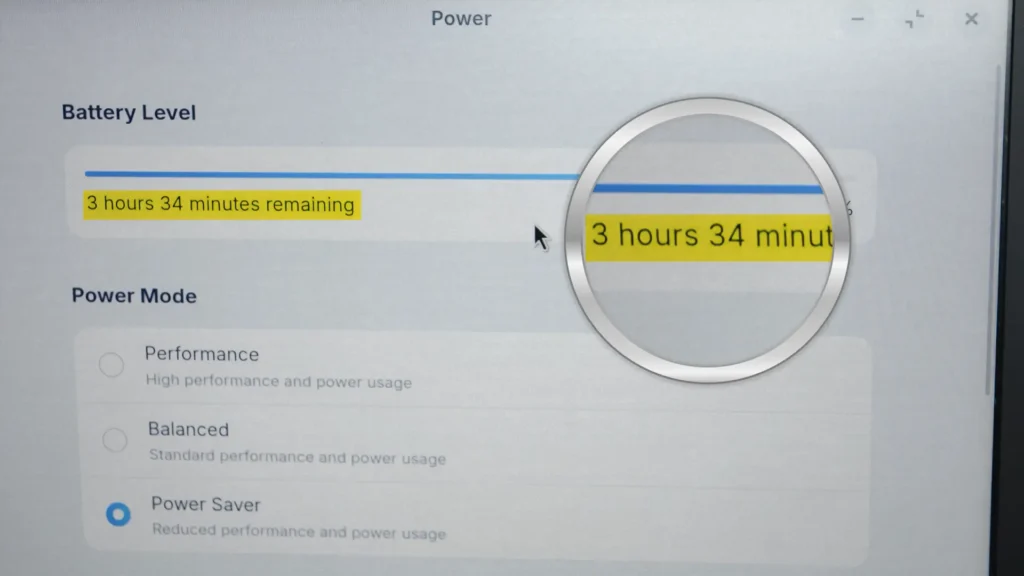 Battery life estimate in Zorin OS Pro