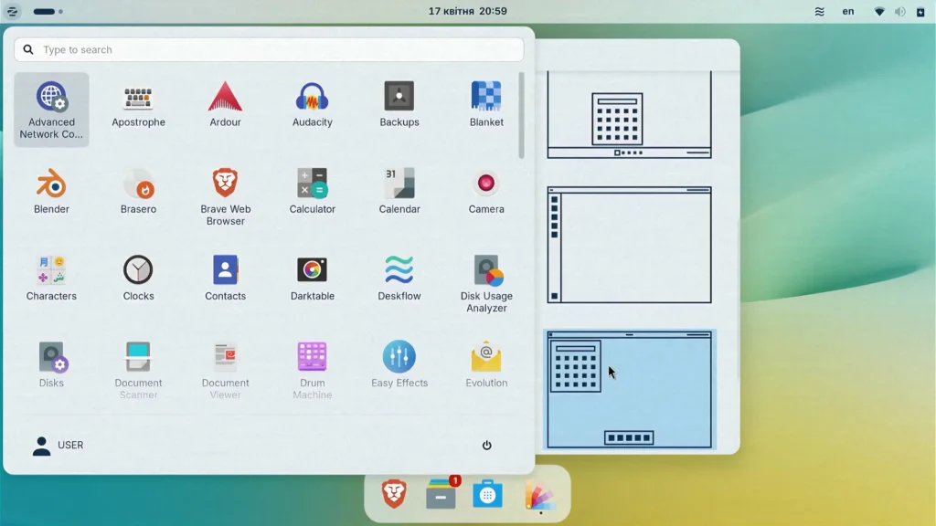 Desktop layout selection tool in Zorin OS Pro