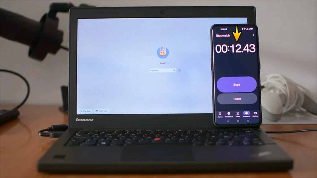 FydeOS boot time test on Lenovo ThinkPad X240