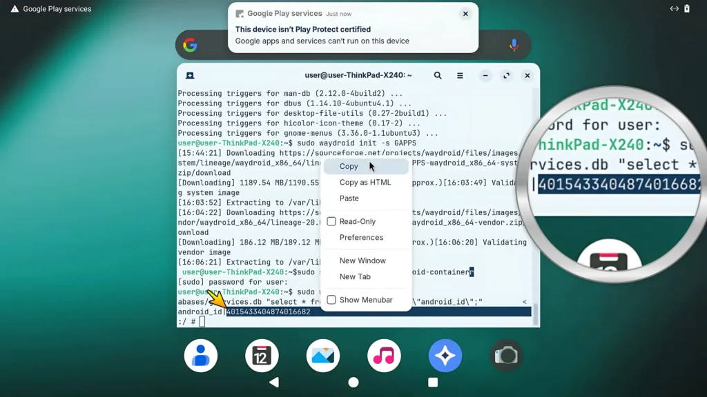 Retrieving the Google Services Framework ID in Waydroid