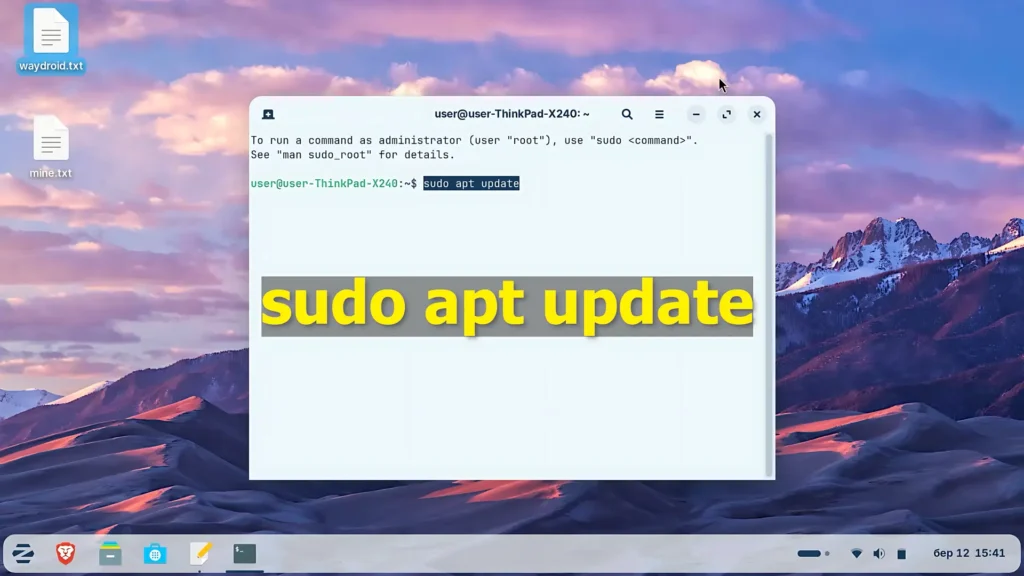 Updating package lists before installing Waydroid on Zorin OS