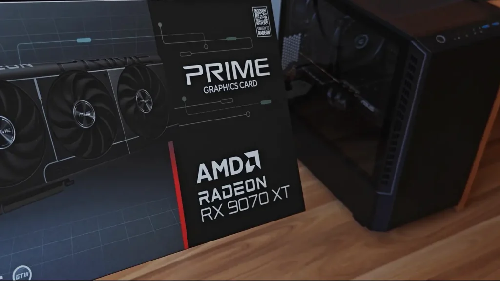 ASUS Prime Radeon RX 9070 XT graphics card retail box