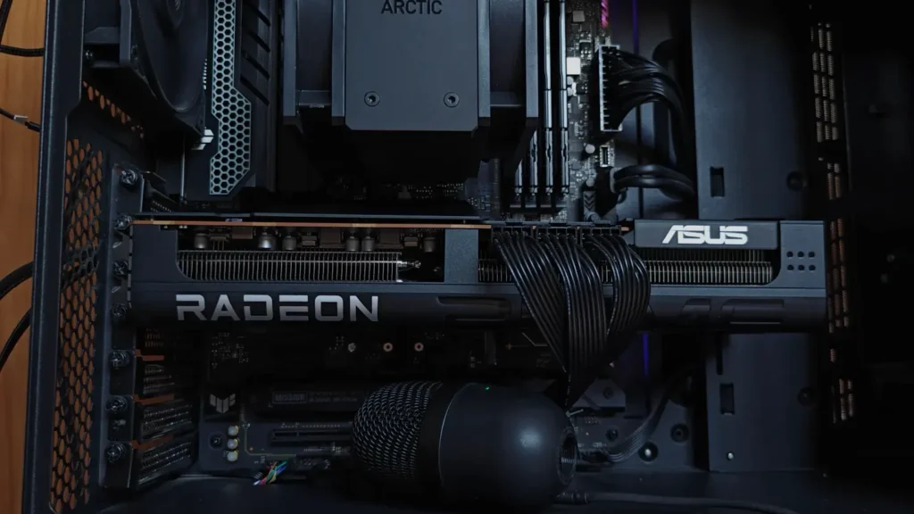 ASUS Prime RX 9070 XT installed in my gaming PC