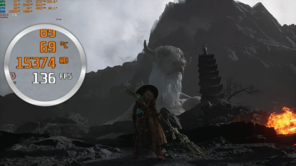 Black Myth Wukong frame gen 136 FPS on Radeon RX 9070 XT