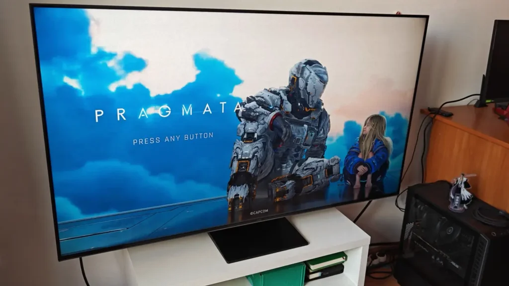 PRAGMATA displayed on TCL C805 4K TV powered by Radeon RX 9070 XT
