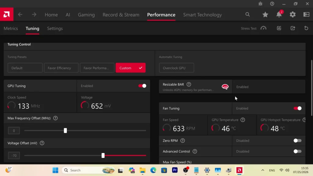 adrenalin.webp
AMD Adrenalin RX 9070 XT undervolt settings with minus 70 mV voltage offset