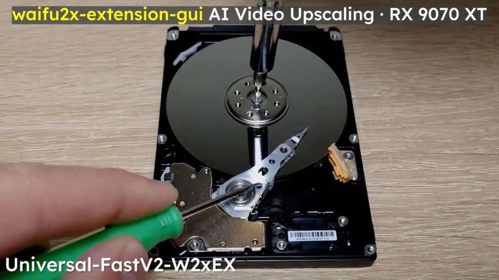 Waifu2x Extension GUI AI video upscaling test on RX 9070 XT